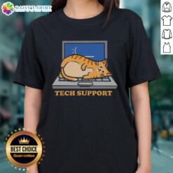 Top Tech Support Cat Ladies Tee featuring a playful cat graphic and tech-themed design for cat lovers and tech enthusiasts.