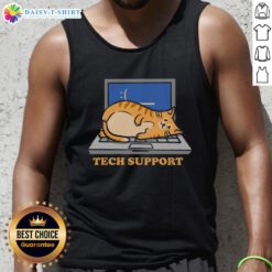Top Tech Support Cat Tank Top featuring a playful feline graphic, perfect for tech enthusiasts and cat lovers alike.