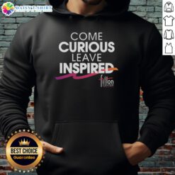Awesome Come Curious Leave Inspired Fitton Center Hoodie in vibrant colors, showcasing a cozy and stylish design.