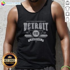 Awesome Detroit Pistons Sportiqe comfy retro tank top displayed on a hanger, perfect for fans and casual wear.