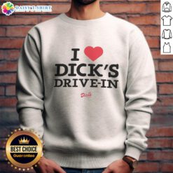 Awesome I Heart Dicks Drive-In sweatshirt featuring a bold graphic design, perfect for casual wear and fans of the drive-in culture.