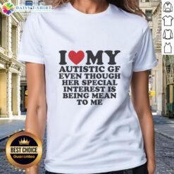Awesome 'I Heart My Autistic GF' tee with playful design about special interests and relationships, perfect for ladies.