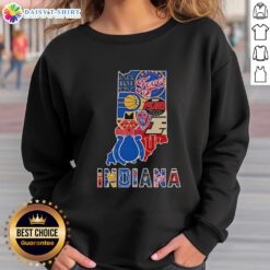 Awesome Indiana Sports Teams graphic on a cozy sweatshirt, perfect for fans showcasing state pride and team spirit.