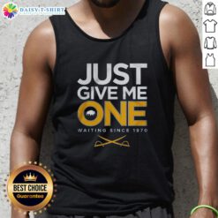 Awesome 'Just Give Me One' Hockey Tank Top design, celebrating a passion for hockey since 1970, perfect for fans.