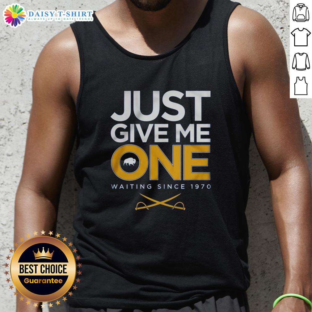 Awesome 'Just Give Me One' Hockey Tank Top design, celebrating a passion for hockey since 1970, perfect for fans.