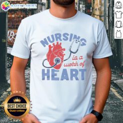 Awesome Nursing Is A Work Of Heart Ash T-Shirt featuring a heart design, perfect for passionate nurses and healthcare professionals.