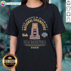 Alt Text: UCLA Bruins 2026 NCAA Women's Basketball National Champions Trophy on a stylish ladies tee shirt.