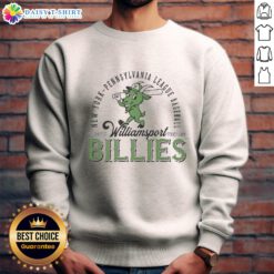 Alt Text: Awesome Williamsport Billies sweatshirt featuring the New York Pennsylvania League baseball mascot design.