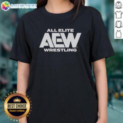 Alt Text: Good All Elite Wrestling Logo 2026 on a stylish ladies tee, perfect for wrestling fans and casual wear.