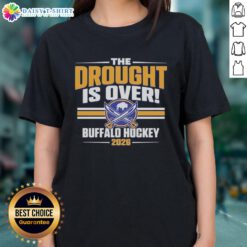 Good Buffalo Sabres Hockey Playoffs 2026 Ladies Tee celebrating the end of the drought with vibrant team graphics.