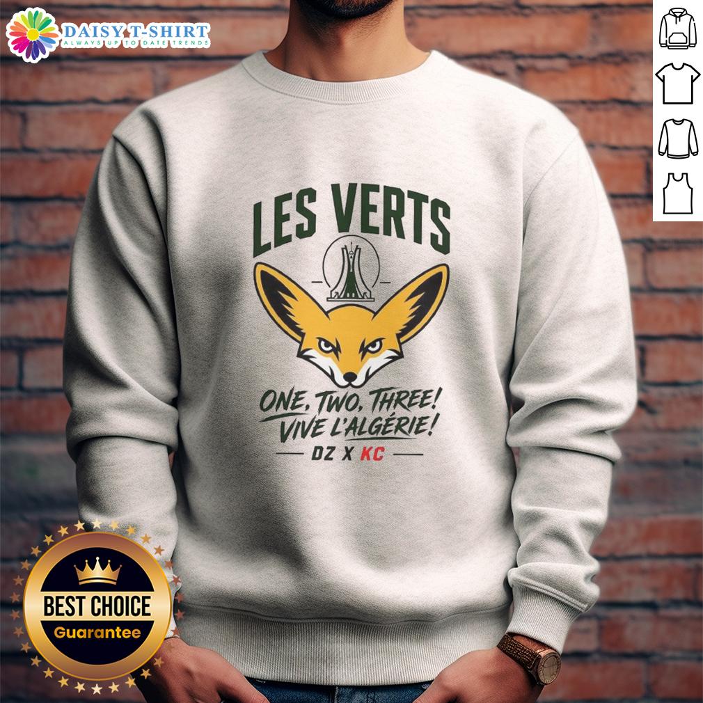 Alt Text: Good Les Verts One Two Three Viva L'Algrie sweatshirt featuring vibrant colors and stylish design for fans.
