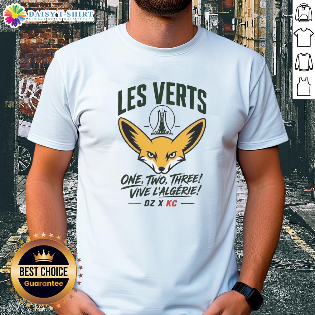 Good Les Verts One Two Three Viva L'Algerie T-Shirt featuring vibrant design celebrating Algerian pride and football culture.
