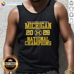 Good Michigan Men's Basketball 2025-2026 National Champions tank top featuring team logo and vibrant design.