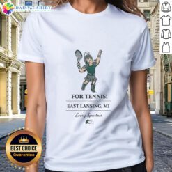 Michigan State Spartans ladies tee for tennis in East Lansing, MI, featuring team colors and logo for sports fans.