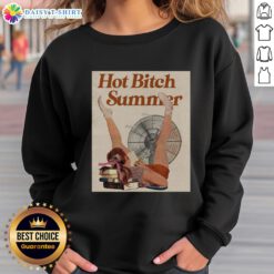 Vintage poster sweatshirt featuring 'Hot Bitch Summer' design, perfect for stylish summer outings and casual wear.