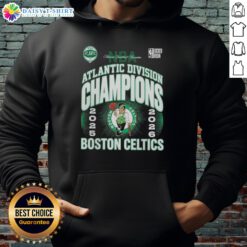 Hot Boston Celtics 2026 NBA Atlantic Division Champions Hoodie featuring team logo and stylish design.