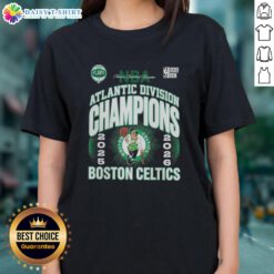 Hot Boston Celtics 2026 NBA Atlantic Division Champions ladies tee, featuring team logo and vibrant design for fans.