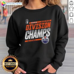 Edmonton Oilers 2026 Pacific Division Champions sweatshirt, featuring team colors and logo, perfect for fans and collectors.