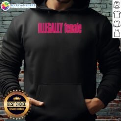 Female wearing a Hot Illegally Pink Text Hoodie by Stacy Cacy, showcasing trendy streetwear style and vibrant design.
