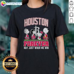 Hot Peanuts Characters MLB Houston Astros Forever tee for ladies, featuring fun graphics and team spirit design.