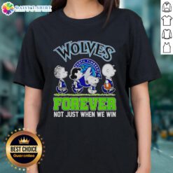 Hot Peanuts characters MLB Minnesota Timberwolves Forever tee for ladies, celebrating team spirit and fandom.