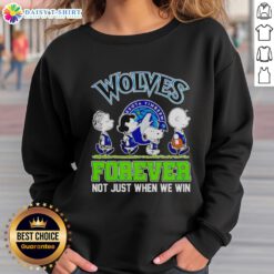 Hot Peanuts Characters X MLB Minnesota Timberwolves sweatshirt with 'Forever Not Just When We Win' slogan.