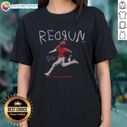 Alt Text: Hot Redrun Elly De La Cruz Ladies Tee featuring vibrant colors and stylish design, perfect for baseball fans.