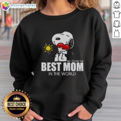 Hot Snoopy hugging a heart on a cozy sweatshirt, perfect gift for the best mom in the world.