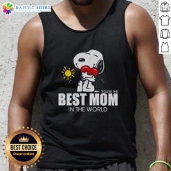 Hot Snoopy hugging a heart on a tank top that reads 'Best Mom in the World' - perfect gift for Mother's Day.