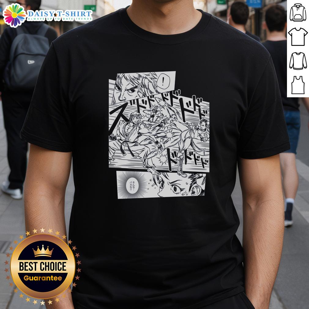 Hot Street Fighter Evo Moment 37 Shifting Momentum T-Shirt featuring iconic gaming art and vibrant colors for fans.