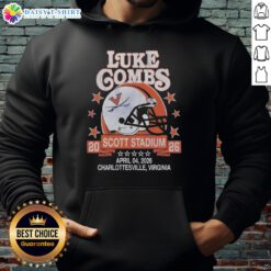 Alt Text: Hot Virginia Cavaliers helmet with Luke Combs hoodie at Scott Stadium, Charlottesville, Virginia, April 04, 2026.