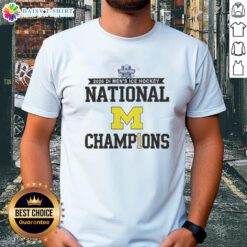 Nice Michigan Wolverines 2026 Men's Ice Hockey Frozen Four Champions T-Shirt featuring the team's logo and championship design.