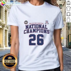 Arizona NCAA Division I Men's Basketball 26 National Champions Ladies Tee featuring vibrant team colors and logo.