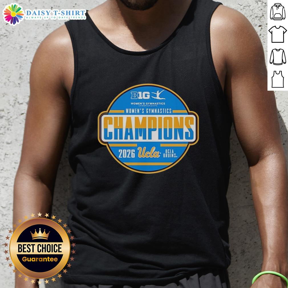 Alt Text: Nice UCLA Bruins Women's Gymnastics Champions 2026 logo tank top featuring vibrant colors and stylish design.