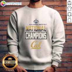California Golden Bears 2026 NC Women's Water Polo National Champions sweatshirt featuring team colors and logo.
