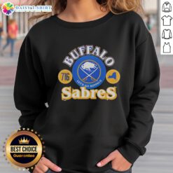 Premium Buffalo Sabres Ice Hockey sweatshirt featuring 'Go Buffalo 716' design, perfect for fans to show support.