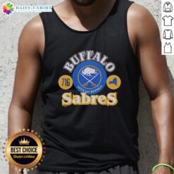 Premium Buffalo Sabres ice hockey tank top featuring 'Ets Go Buffalo 716' design for fans and sports enthusiasts.