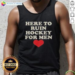 Alt Text: Premium Here To Ruin Hockey For Men heart-shaped retro tank top in stylish design, perfect for hockey fans.