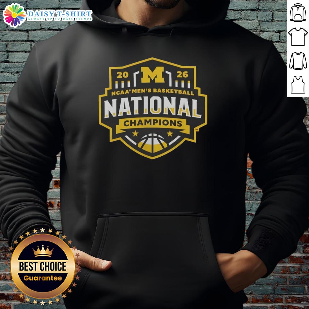 Alt Text: Premium Michigan Wolverines 2026 NCAA Men's Basketball National Champions Half Court Hero Hoodie in navy blue.