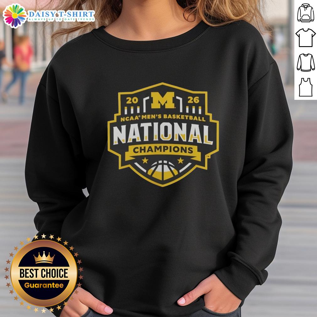 Premium Michigan Wolverines 2026 NCAA Men's Basketball National Champions Half Court Hero Sweatshirt in navy blue.