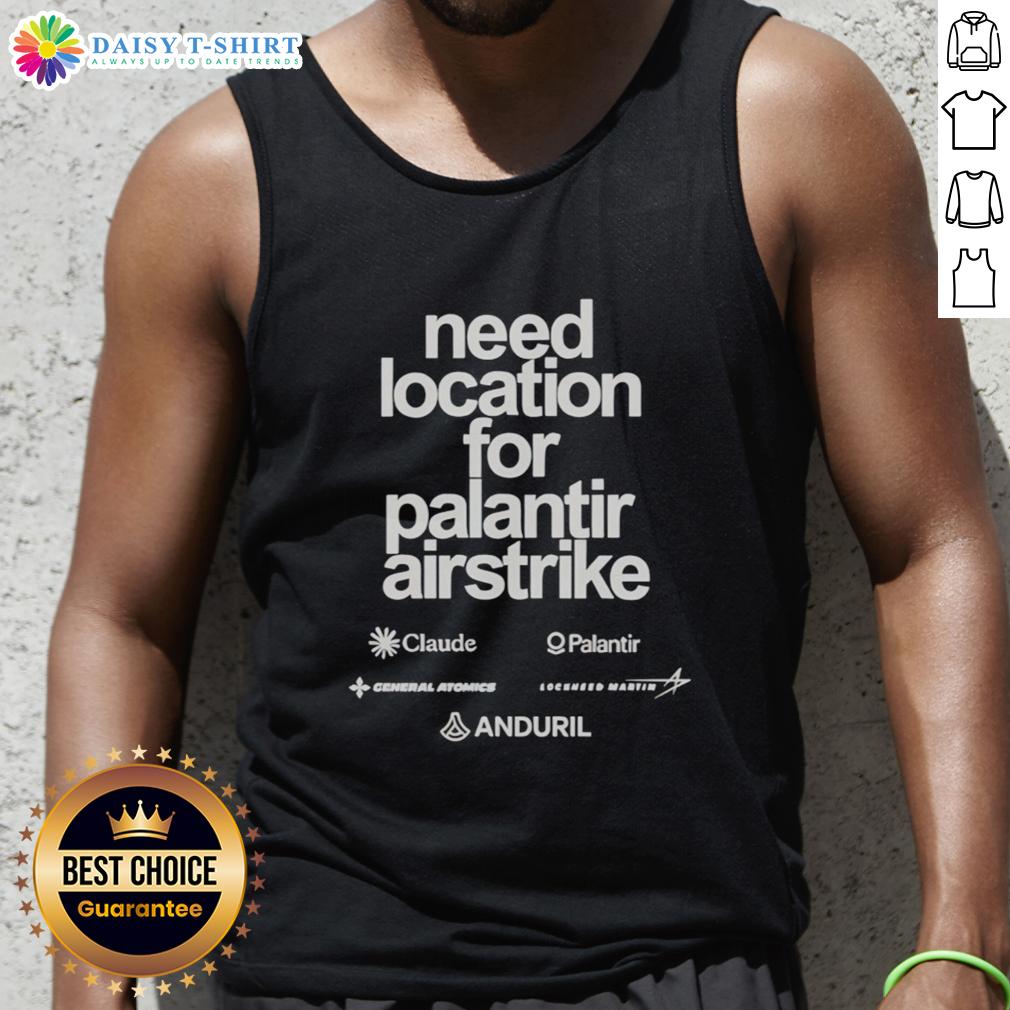 Premium Palantir Airstrike tank top showcasing a stylish design, perfect for fans of military-themed apparel.