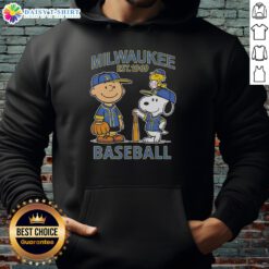 Stylish Pretty Charlie Brown and Snoopy X Milwaukee Brewers Basketball hoodie, established 1969, perfect for fans.
