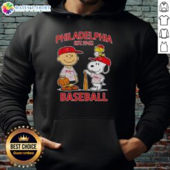 Pretty Charlie Brown and Snoopy X Philadelphia Phillies basketball hoodie, established 1962, featuring vibrant graphics.
