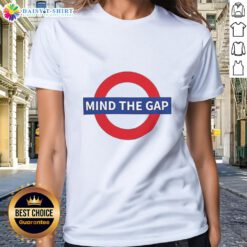Alt Text: Top Bob Dylan Mind The Gap Ladies Tee featuring iconic design, perfect for fans and casual wear.