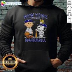Alt Text: Charlie Brown, Snoopy, and Woodstock wearing a New York Yankees baseball jersey hoodie, established 1901.
