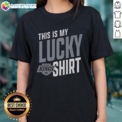 Top Los Angeles Kings 'This Is My Lucky Ladies Tee' featuring team colors and logo, perfect for female hockey fans.