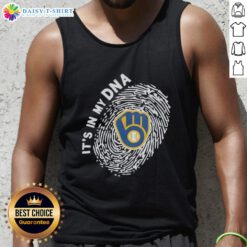 Alt Text: Top Milwaukee Brewers In My DNA logo tank top showcasing team spirit and style for fans.