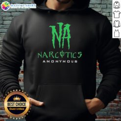 Alt Text: Top Narcotics Anonymous Logo Hoodie featuring bold NA emblem on a cozy black sweatshirt for addiction recovery support.