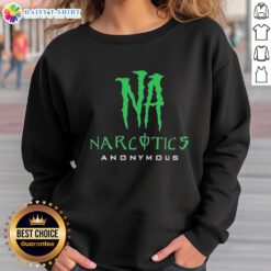 Cozy Top Narcotics Anonymous logo sweatshirt, featuring the NA symbol on a stylish and comfortable design.