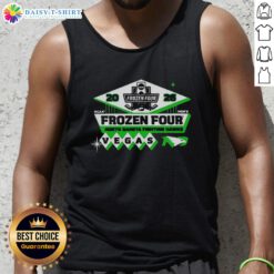 Alt Text: Top North Dakota Fighting Hawks men's hockey 2026 NCAA Frozen Four Vegas logo tank top design.
